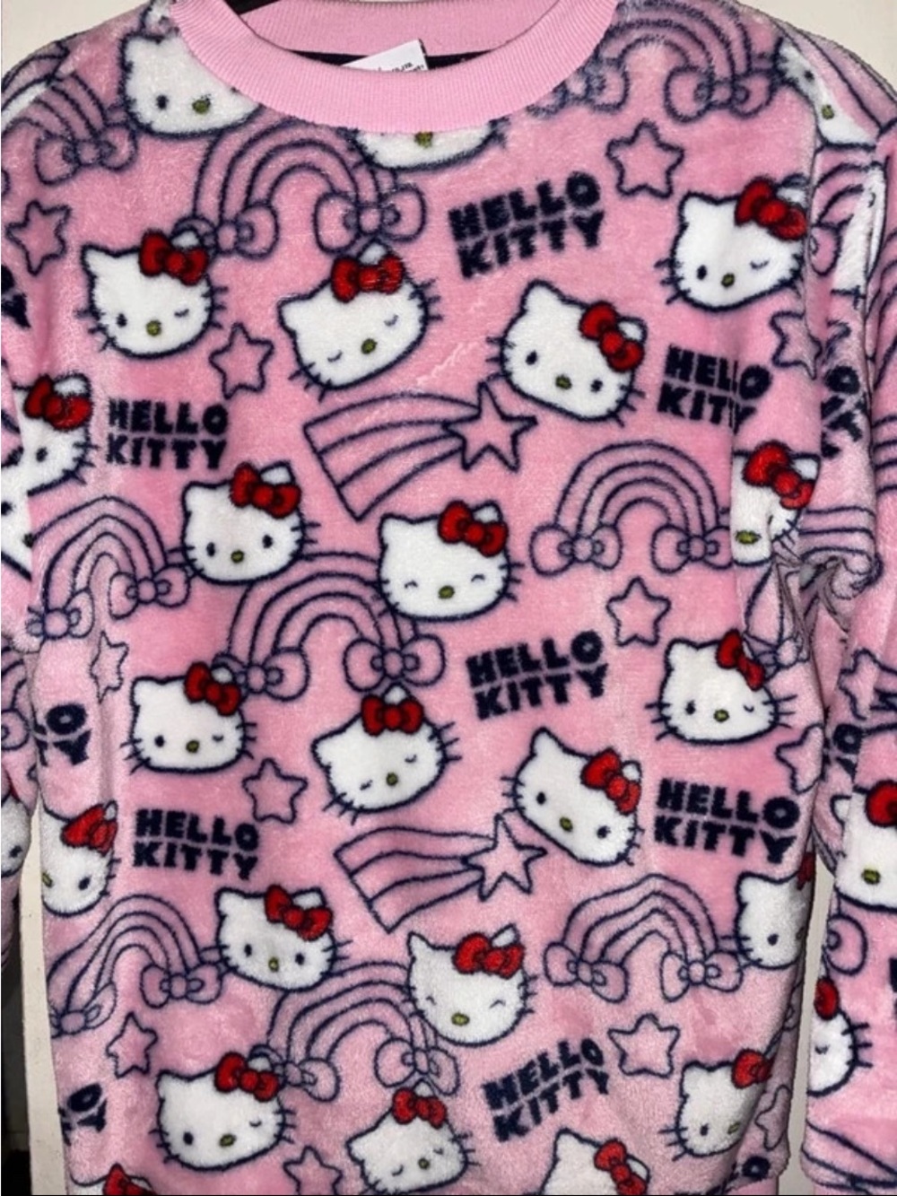 Hello Kitty Pink Plush All-Over Print Crewneck Sweater - Picture 2 of 6